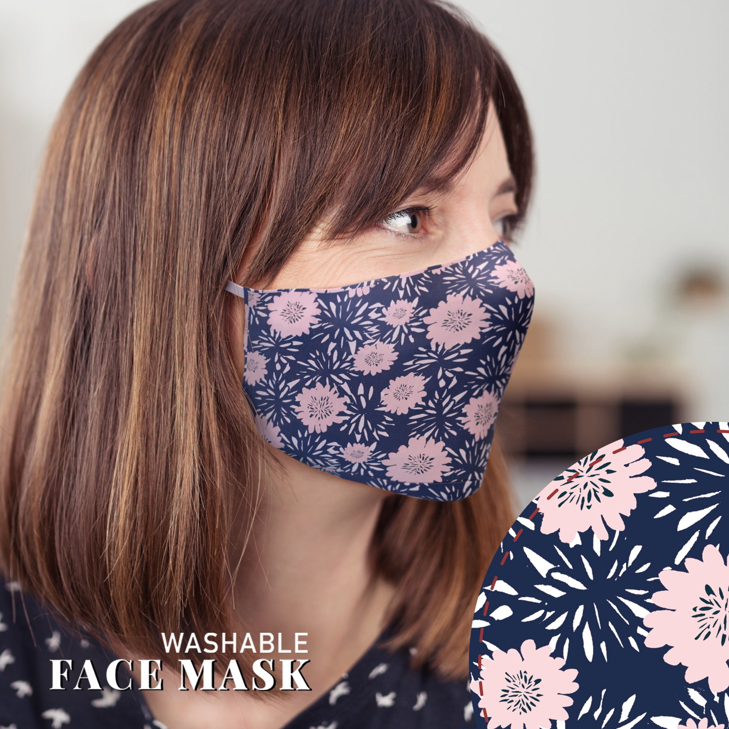 Face Masks Medium, Pink Flowers Anushka's Gift Site